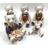 Five assorted Royal Crown Derby bears including 'Diamond Jubilee Teddy Bear', limited edition 116/