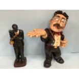 Two contemporary resin figures of Groucho Marks and a saxophonist, tallest measures 50cm