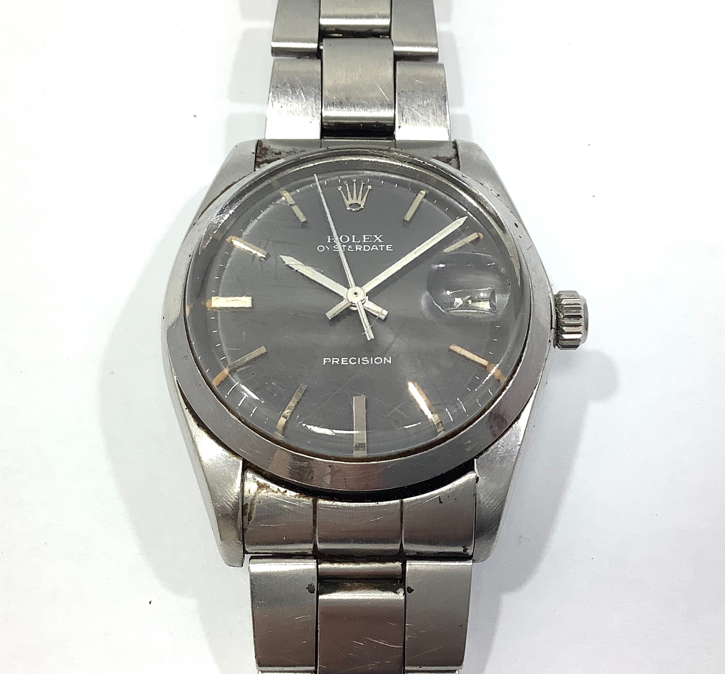 A stainless steel Rolex Oysterdate Precision wristwatch, model 6694, c.1974, the grey dial with - Bild 2 aus 4