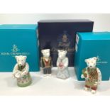 Three various Royal Crown Derby bears comprising 'Christmas Cook Bear', 'Christmas Gardener Bear'