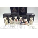 Six Royal Crown Derby bears comprising 'Twenty20 Cricket Bear 2010', limited edition 97/250, with