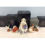 Five various Royal Crown Derby paperweights comprising two 'Mini Doves', 'Anniversary Robin