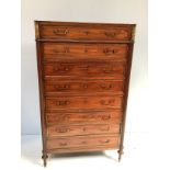 A 19th Century French walnut escritoire, with a pair of drawers above a fall-front enclosing gilt