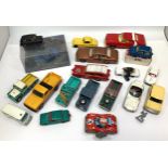 Eighteen various diecast model cars including Dinky Jaguar, Corgi Monkeemobile, Starsky & Hutch