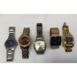 A small collection of assorted gents wristwatches including a gold-plated Ingersoll 'Gems' with