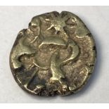 Corieltauvi Celtic Gold South Ferriby Stater, c45-10BC, Obv. Devolved Head of The God Apollo, Rev.
