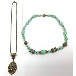 A 1930s Chinese revival style necklace, copy of Max Neiger (brothers), with gilt character and