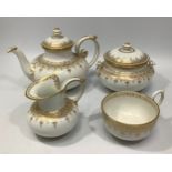 A 19th century Sevres porcelain part tea service comprising teapot, jug, cup, sugar bowl and