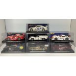 Seven various Fly slot cars including BMW M3 GTR no.88013, Marcos 600 limited edition E21, Lola
