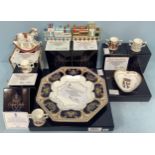 Nine assorted Royal Crown Derby items, all of Royal interest, including 'Coronation Train',