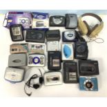 Fifteen various Walkman including Sony, Aiwa, Omega and Sanyo together with a Fujifilm camera,