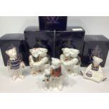 Five Royal Crown Derby bears comprising 'Happy Birthday Bear', 'Bear Hug' and 'Rugby Mini Bear' etc.