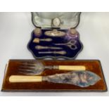 An art nouveau silver manicure set with embossed flowers, Chester, 1906, maker's mark of James