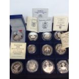 Ten various silver proof struck commemorative crowns and a silver proof $5 'First man on The Moon'