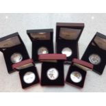 Seven various silver proof crowns, Sapphire Anniversary, Four Generations One Historic Moment, A