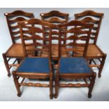 A set of five stained ash ladder-back standard chairs