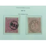 Stamps. GB QV, 1867/78, 5 Shillings red sg126, Pl1, fine used, printed off centre, and another 5