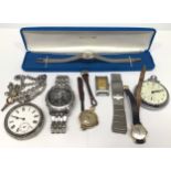 A small collection of assorted watches comprising a ladies 18ct gold cased Tissot wristwatch, the