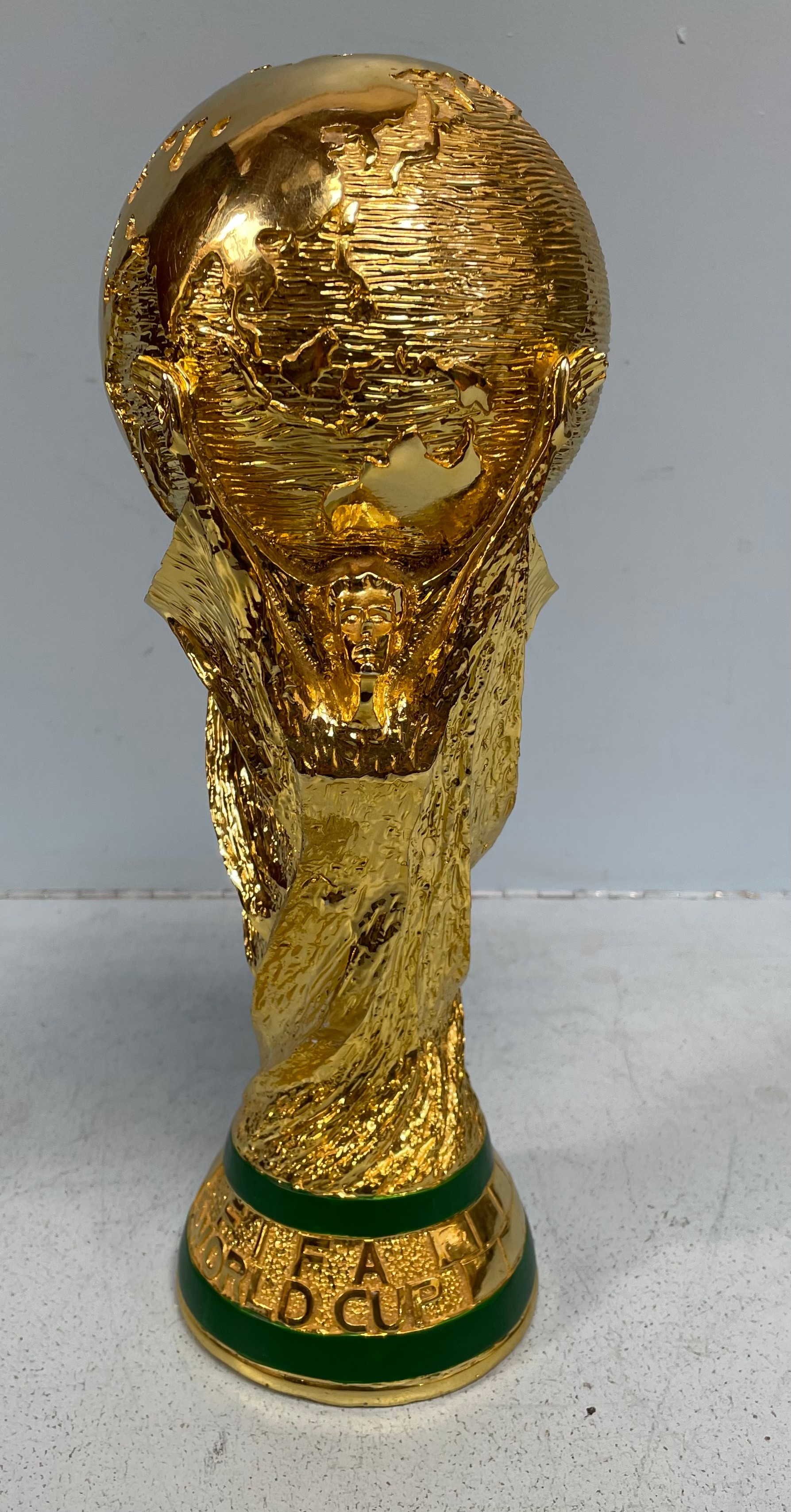 A large replica of the Fifa World Cup trophy, after Silvio Gazzaniga, with two maidens holding a - Image 2 of 3