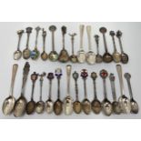 A collection of assorted .800 grade and .925 grade silver teaspoons including a number of