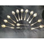 A small collection of silver teaspoons including a set of six by Charles Boyton II, gross weight