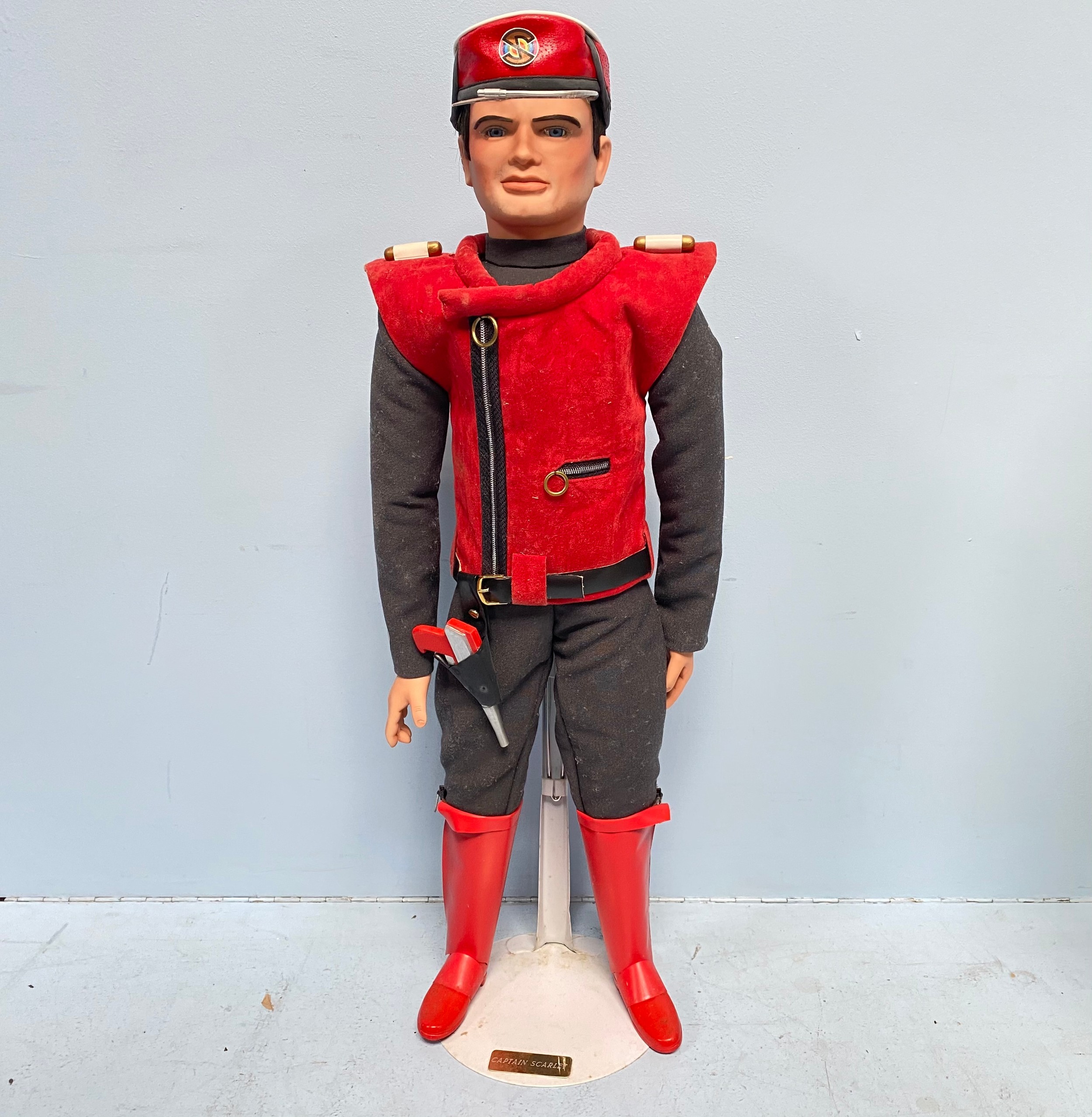 A Thunderbirds individually hand crafted model figure of Captain Scarlet with posable arms, by
