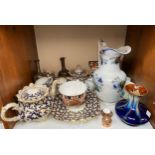 A collection of assorted mixed ceramics including a 19th century Worcester porcelain part tea set in