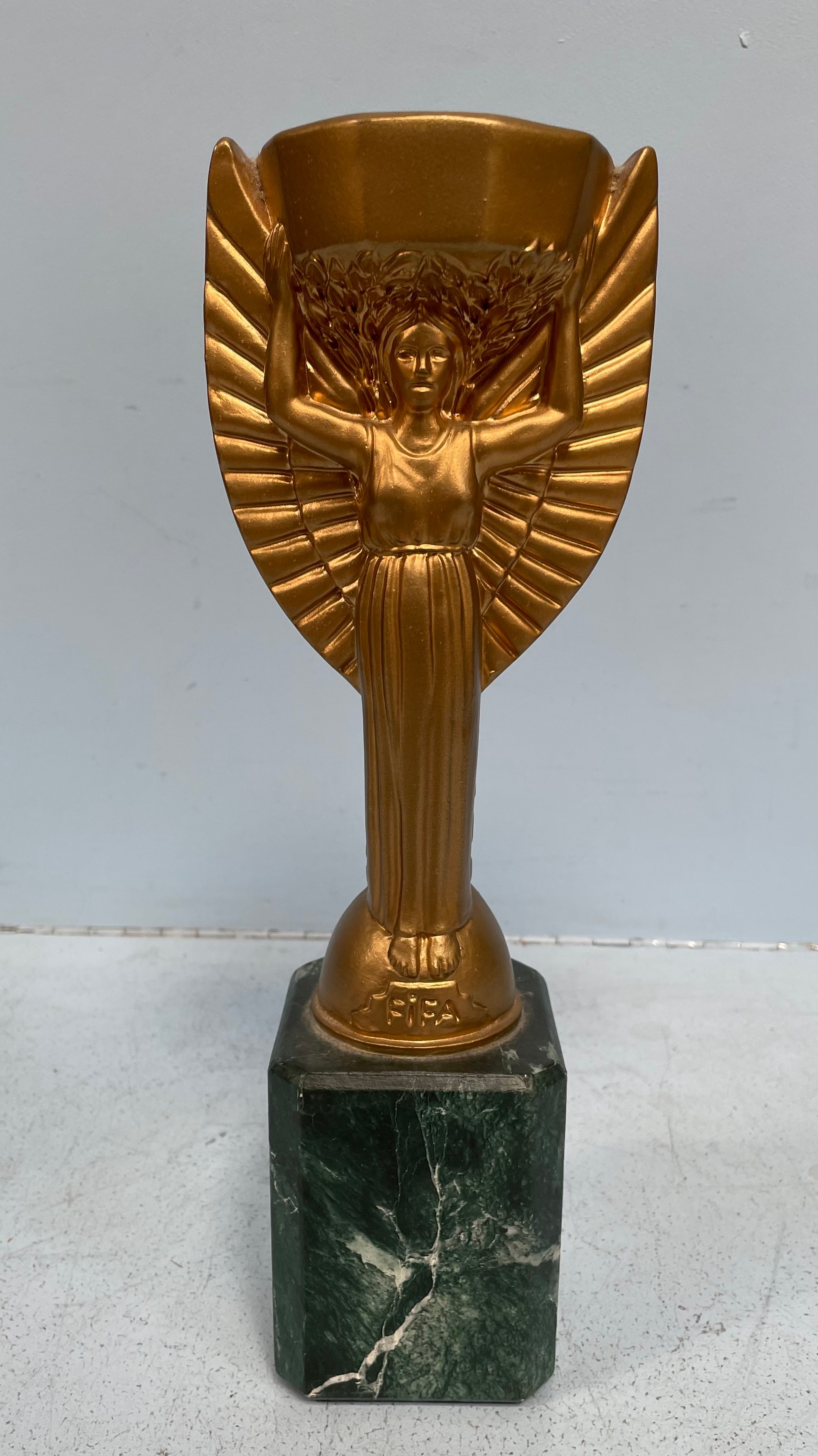 A replica Coupe Du Monde De Football Association trophy by Jules Rimet, 33cm high, together with a - Image 2 of 6