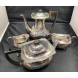 A four-piece silver tea and coffee service by William Hutton and Sons Ltd, comprising coffee pot,