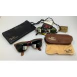 Two pairs of vintage Bausch & Lomb Ray-Ban sunglasses: A pair of Wayfarer II 'faux tortoiseshell'