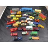 A quantity of Lesney matchbox toy cars including Crane 200 `ton Transporter, Marshall Horse Box MK7,