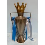 A replica white metal Premier League Cup trophy with gold coloured crown, 50cm high