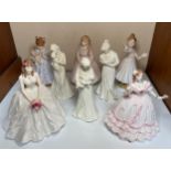 Five various Royal Worcester porcelain figures including 'The Masquerade Begins', limited edition