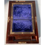 An inlaid mahogany writing slop with inset mother of pearl decoration to top and flushed MOP