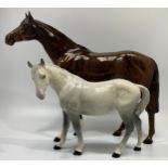 A Beswick Large Hunter Horse in brown gloss finish, model no. 1734, 28.5cm tall, together with a
