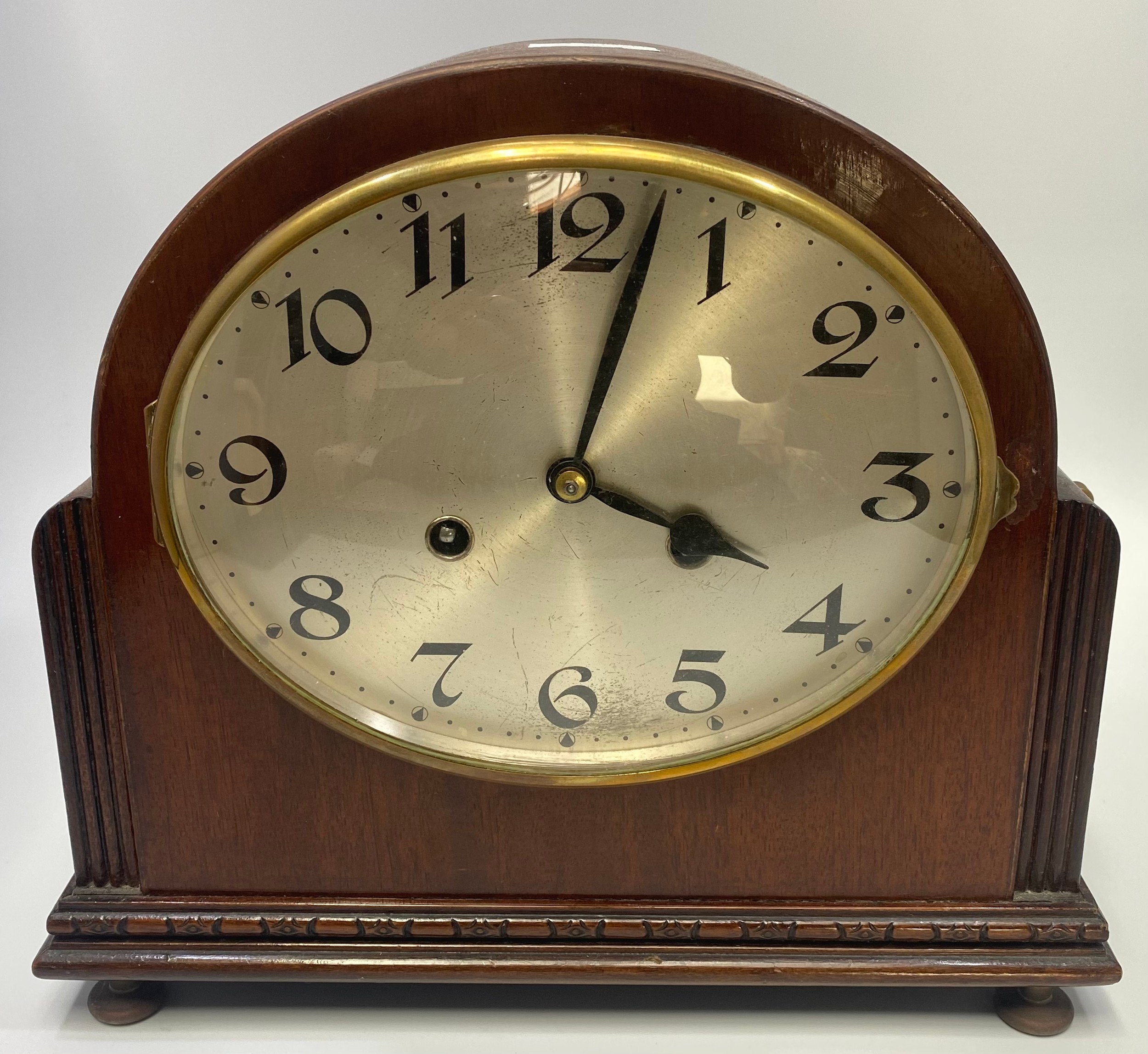 A drop-dial wall clock together with four other various clocks including a W&H Sch German mantel - Image 3 of 3