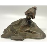 Franz Gruber (1878-1945) A patinated bronze sculpture modelled as a lady writing, engraved ‘