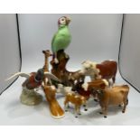 Various Beswick animal figures including a bull, Newton Tinkle, Giraffe, pheasant etc, together with