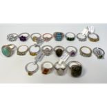 Twenty various Gemporia silver / gold plated rings set with semi-precious stones including