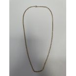 A 9ct yellow gold belcher chain, measuring 20 inches in length, weighing 3.8 grams.