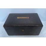 A Victorian black despatch box by Jenner & Knewstub To the Queen, the top inscribed ‘W. R.