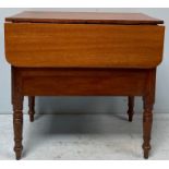 An unusual 19th century and later mahogany campaign style Pembroke table, with hinged top