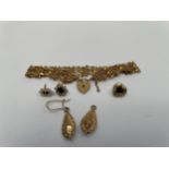 A 9ct gold 5-bar gate bracelet, together with assorted 9ct gold odd earrings, total weight 8.2
