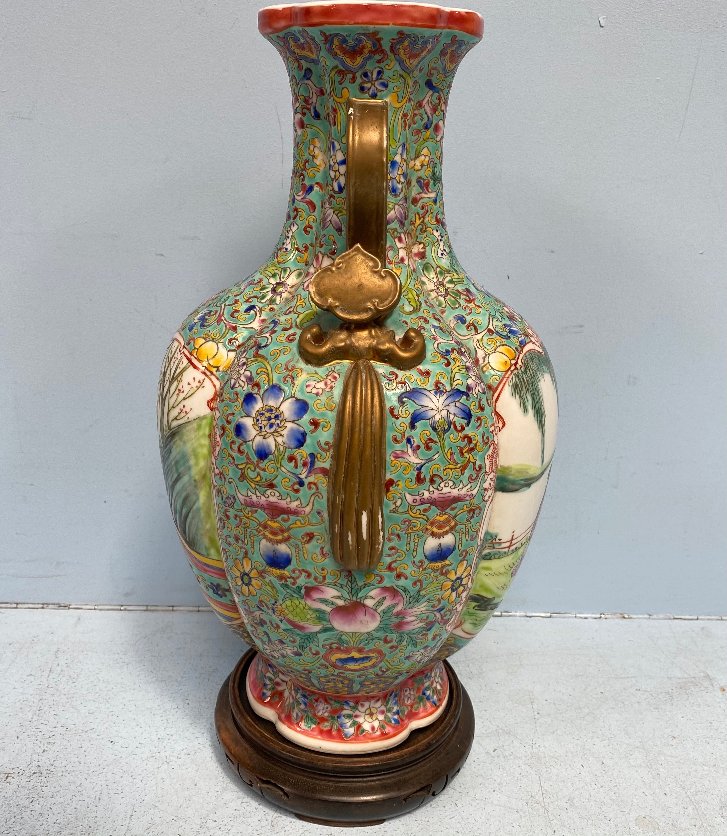 A Chinese porcelain vase of baluster form and lotus section, incised and decorated in polychrome - Image 12 of 18