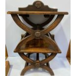 Ex St John’s College Chapel - A pair of gothic revival oak seats / tables with raised back with