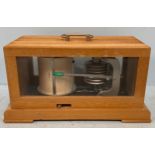 A 20th century barograph by Veb Feingeratebau, type 207M, housed in wooden and glazed case with