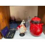 A collection of assorted mixed ceramics and glass comprising a Royal Doulton figure ‘Gail HN2937’, a