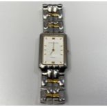 A gents Mappin & Webb stainless steel wristwatch with bi-colour bracelet, rectangular dial in