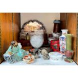 A collection of various boxes and lidded pots, some Oriental examples, togetehr with a small