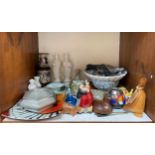A collection of assorted mixed ceramics and glass items comprising Oriental wares, a crackle glaze